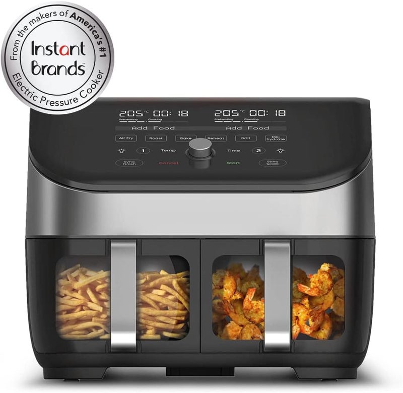 INSTANT Vortex Plus Dual Air Fryer 7.6L, 1700W Large Double Air Frying Drawers 8-in-1 Smart Programmes Air Fry, Bake, Roast, Grill, Dehydrate, Reheat, 2 Years Manufacturer's Warranty - Image 2