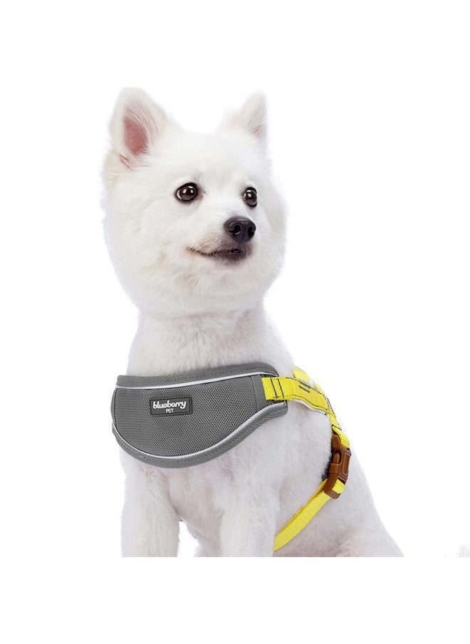 Blueberry Pet 8 Colors Soft & Comfy 3M Reflective Strips Padded Dog Harness Vest, Chest Girth 20.5" - 25.5", Sunshine Yellow, S/M, Nylon Adjustable Training Harnesses for Dogs 