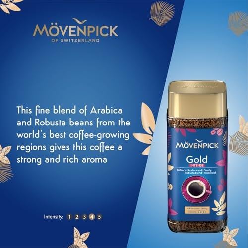 Movenpick Gold Intense Imported Coffee - Classic Instant Powder, With Rich Aroma, Arabica & Robusta Blend, Strong Freeze Dried, Premium Pure Roasted, High Caffeine, Weight 100g - Image 4