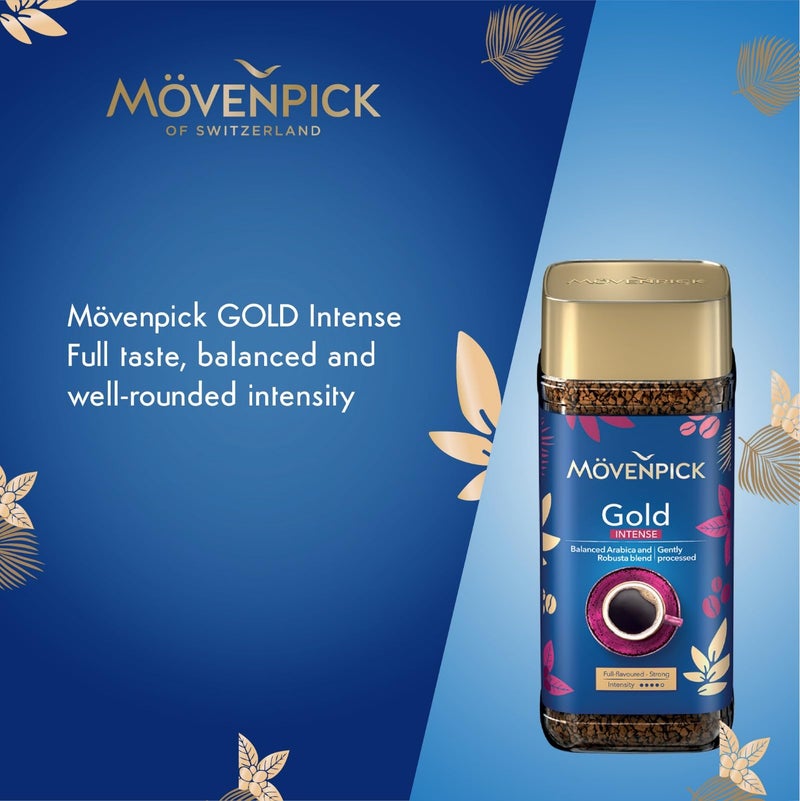 Movenpick Gold Intense Imported Coffee - Classic Instant Powder, With Rich Aroma, Arabica & Robusta Blend, Strong Freeze Dried, Premium Pure Roasted, High Caffeine, Weight 100g - Image 3