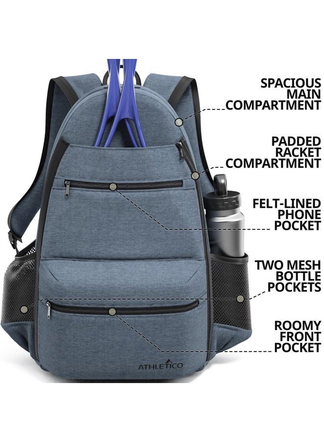 Athletico City Tennis Bag - Tennis Backpack for Men & Women Holds 2 Tennis Rackets and Shoes - Tennis Bags With Racquet Holder For Tennis, Pickleball, Squash & Badminton - Tennis Bags for Women (Gray) - Image 2