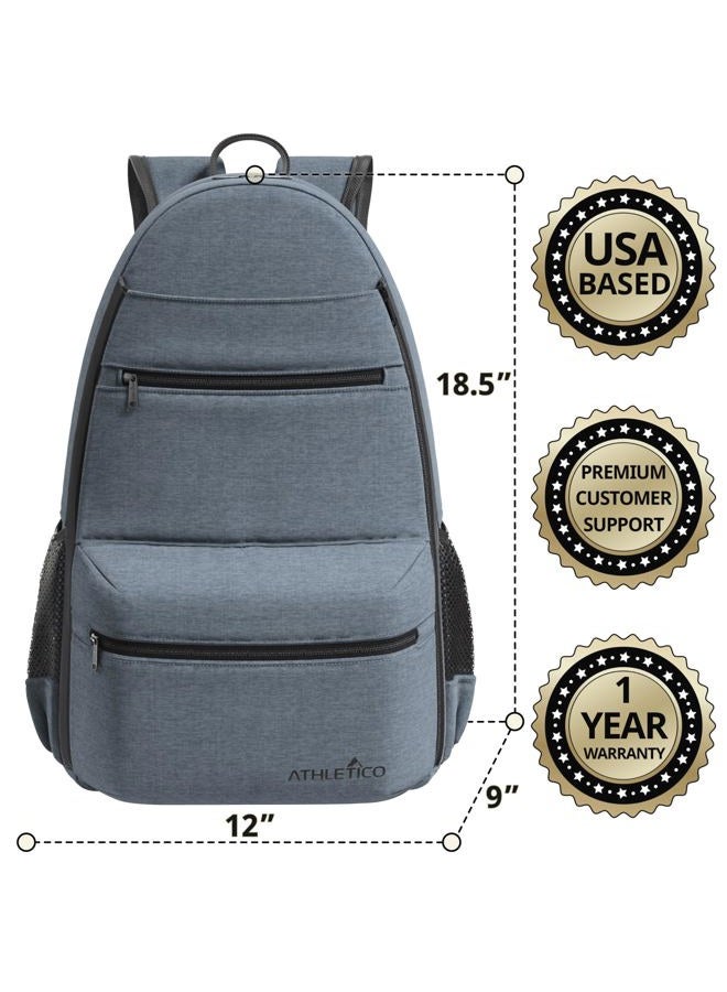 Athletico City Tennis Bag - Tennis Backpack for Men & Women Holds 2 Tennis Rackets and Shoes - Tennis Bags With Racquet Holder For Tennis, Pickleball, Squash & Badminton - Tennis Bags for Women (Gray) - Image 5