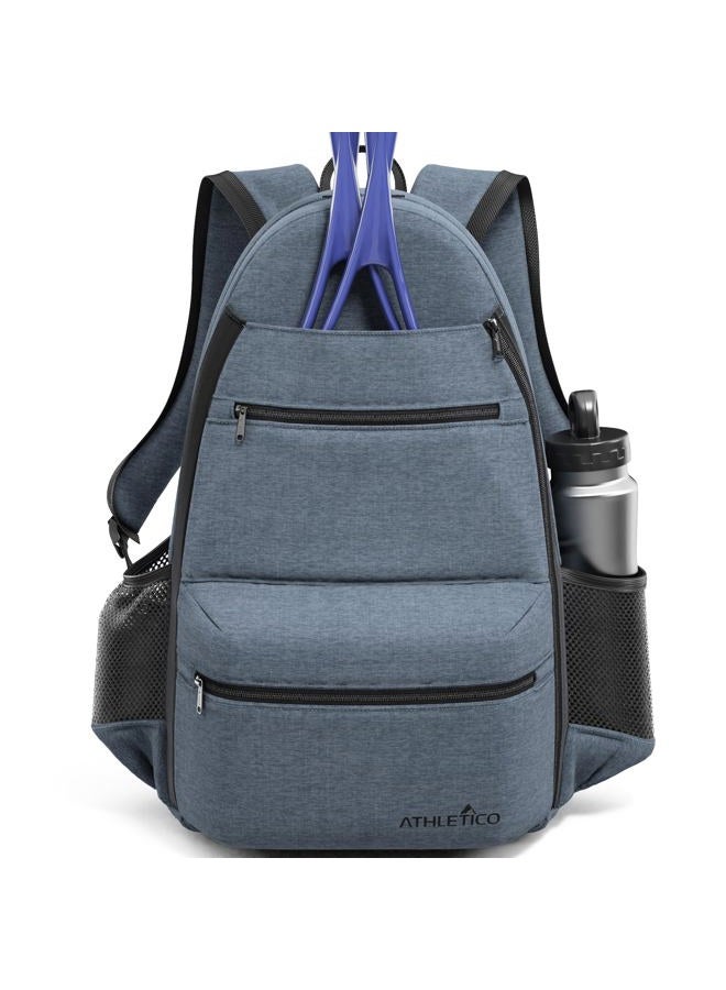Athletico City Tennis Bag - Tennis Backpack for Men & Women Holds 2 Tennis Rackets and Shoes - Tennis Bags With Racquet Holder For Tennis, Pickleball, Squash & Badminton - Tennis Bags for Women (Gray) - Image 1