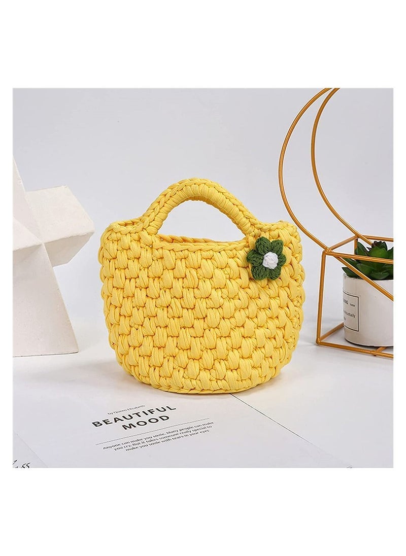 Y&D 4 Pack T-Shirt Yarns, Knitting Fabric Cloth Yarn Carpet Spaghetti for Handmade DIY Art Basket Bag Crocheting Projects 120 Meter Yellow  - Image 2