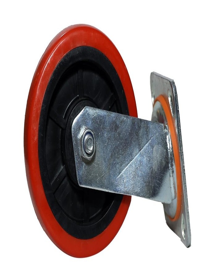 PACIFIC MOVERS PU CASTER WHEEL 6 inch chrome plated metal bracket red color load capacity 500kg (Swivel with brake) - Image 2