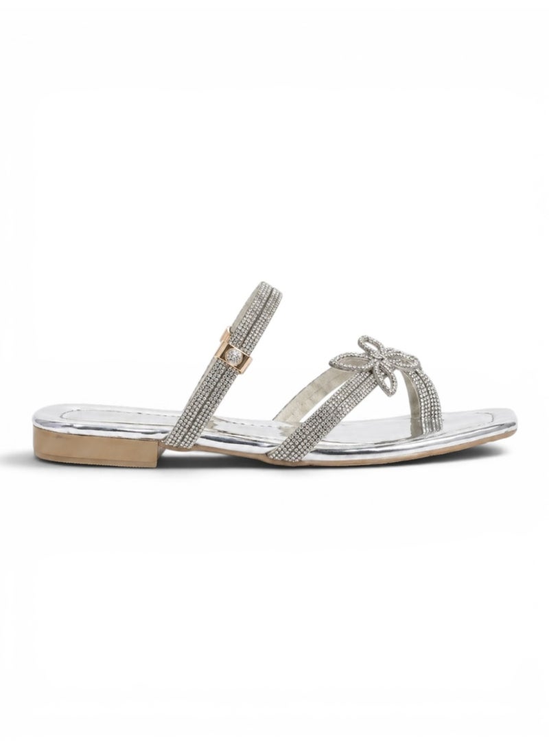 LIFESTYLISH Flip Flops Flat And Sandal Diamond - SL-220 - Silver - Image 4
