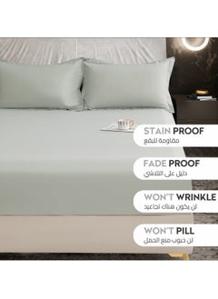 Donetella Bedding Fitted Sheet 2-Pcs Single Size Solid Bed Sheet Set Fits(90x190CM) With Pillowcases And 30 CM Extra Deep Brushed Microfiber Bed Sheet,Mercury  - Image 4