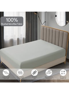 Donetella Bedding Fitted Sheet 2-Pcs Single Size Solid Bed Sheet Set Fits(90x190CM) With Pillowcases And 30 CM Extra Deep Brushed Microfiber Bed Sheet,Mercury  - Image 5