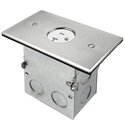 ENERLITES Screw Cap Cover Floor Box kit, 5” x 2.86” 1-Gang, 20A Tamper-Weather Resistant Receptacle Single Outlet, Watertight Gasket, Corrosive Resistant, UL Listed, 975547-SS, Stainless Steel - Image 1