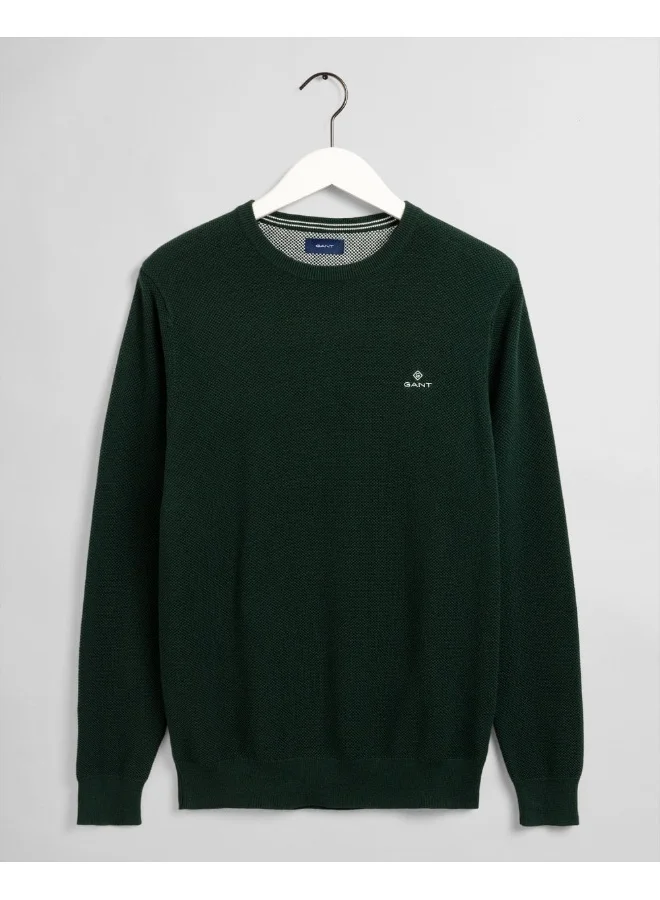 غانت Gant Cotton Pique Crew Neck Sweater