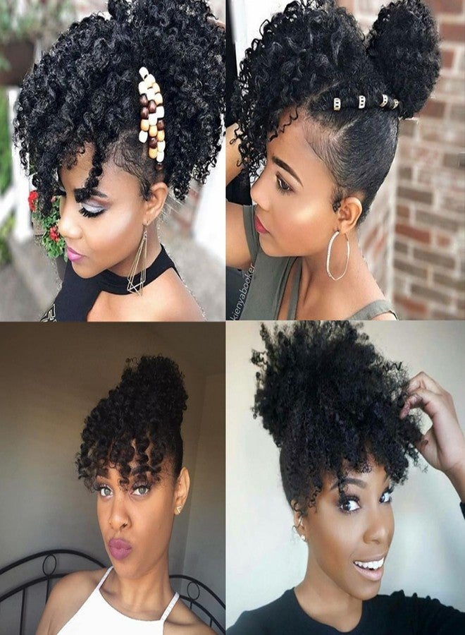 NICENEEDED Short Afro Kinky Curly Bangs Clip, Jerry Curly Clip In Bangs, Front Fringe Hair Pieces Bangs for Black Women Clip in On Hair Extensions Halloween - Image 5