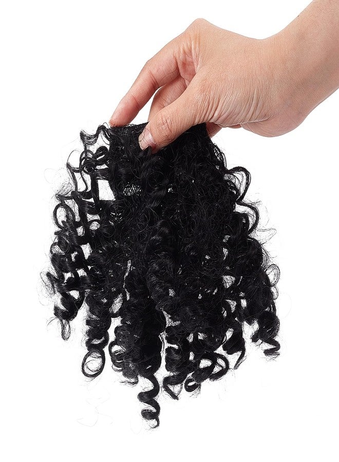 NICENEEDED Short Afro Kinky Curly Bangs Clip, Jerry Curly Clip In Bangs, Front Fringe Hair Pieces Bangs for Black Women Clip in On Hair Extensions Halloween - Image 2