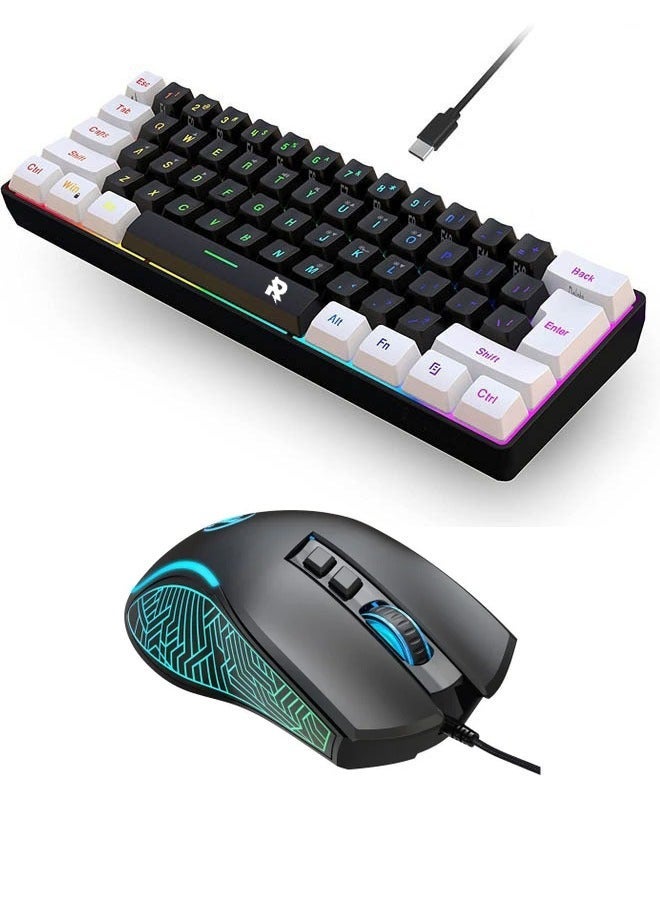 Wired Gaming Keyboard and Mouse Combo Include Mini 60% Merchanical Feel Keyboard Ergonomic Design - Image 1