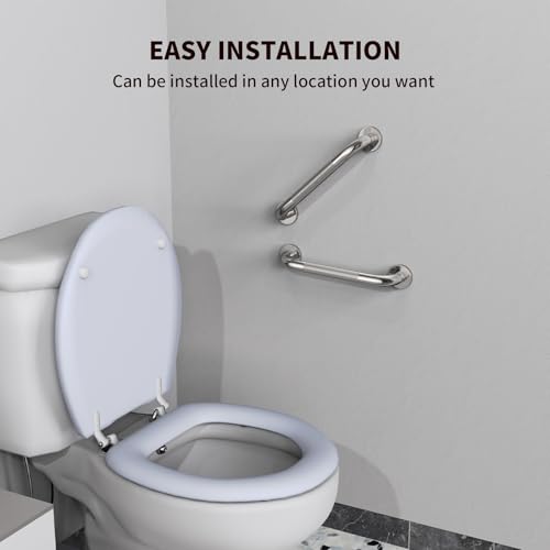 ZUEXT 2 Pack 12 Inch Anti Slip Shower Grab Bar Handle, ZUEXT Chrome Stainless Steel Bathroom Grab Bar, Knurled Bathroom Balance Bar,Safety Hand Rail Support,Handicap Elderly Injury Senior Assist Bath Handle - Image 4