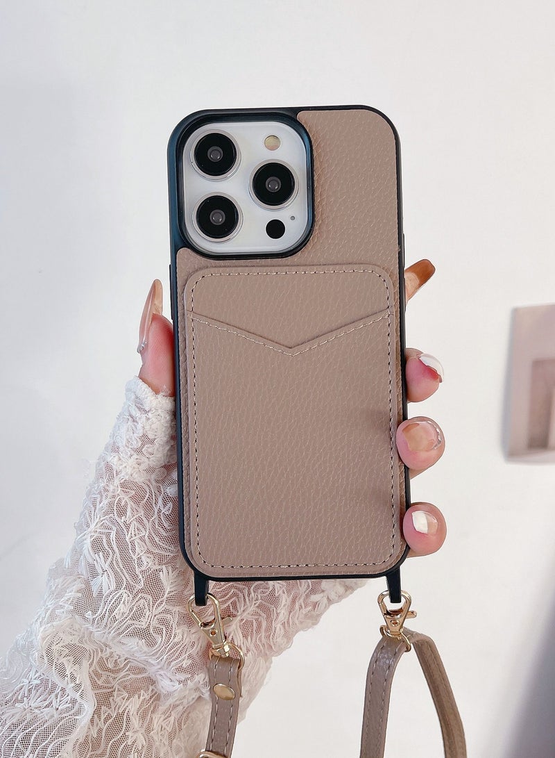 Suteni Crossbody Strap Back Cover Card Slots Leather Phone Case for iPhone 