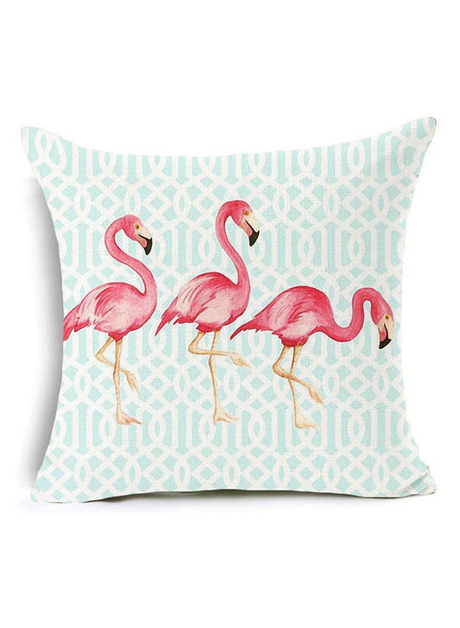 نيبمينينت غطاء وسادة مرسوم عليه زهور مع طائر الفلامنجو أزرق/أبيض/وردي 45x45سنتيمتر
