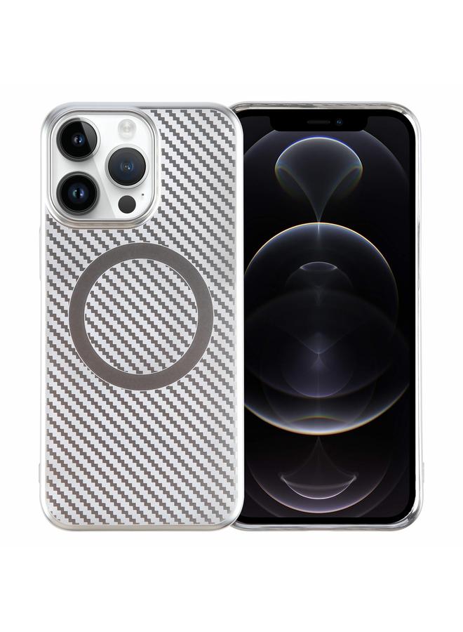S-TOP Case For iPhone 12 Pro Max 6D Plated Carbon Fiber Clear Magsafe PC Phone Case - Image 1