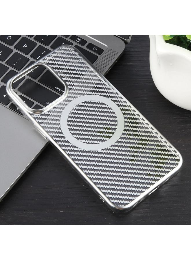 S-TOP Case For iPhone 12 Pro Max 6D Plated Carbon Fiber Clear Magsafe PC Phone Case - Image 2