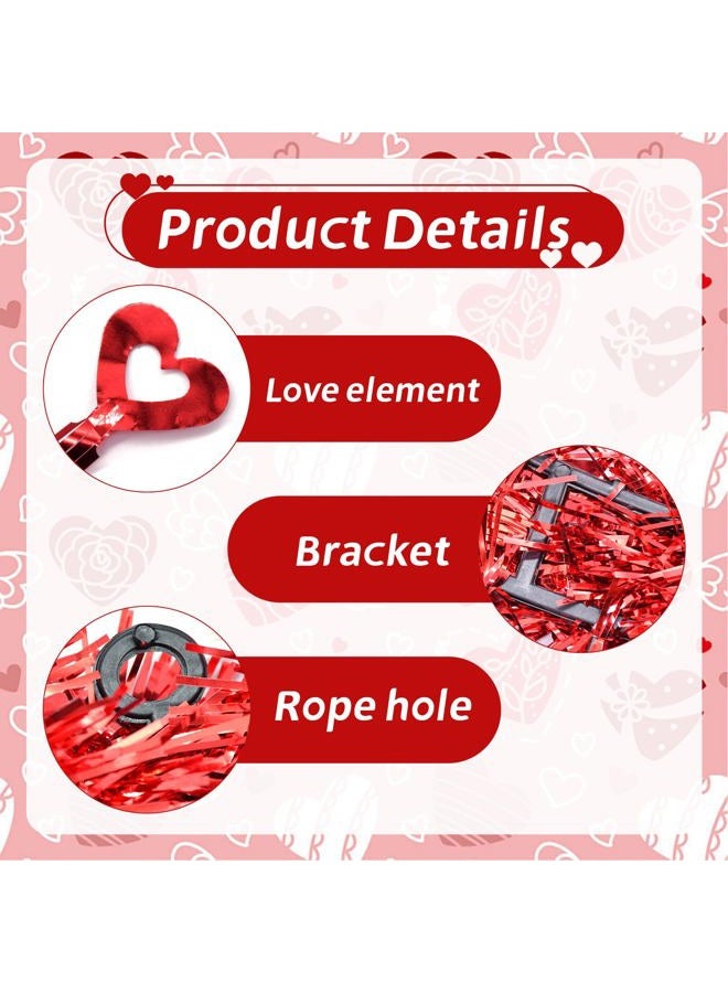 Kreyfer 2 Pack Valentine's Day Heart-Shaped Wreaths – Red Metallic Love Garland Door Hanging Decorations for Party, Wedding, Home, and Classroom Décor - Image 3