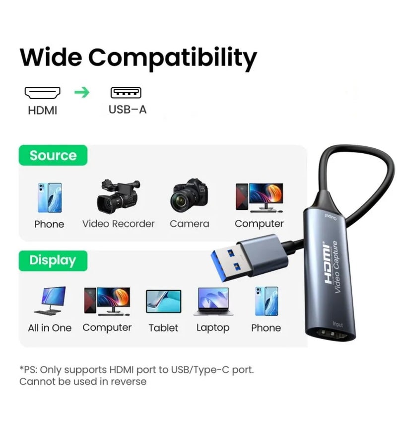 ETZIN Video Capture Card, Stream and Record in YUY2 1080P 60FPS USB 3.0 HDMI to USB A/USB C, HDMI Capture Card for Nintendo Switch, PS5, PS4/Pro, Xbox Series X/S, Xbox One X/S, in OBS EPL-1273HVC - Image 2