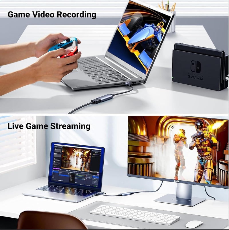ETZIN Video Capture Card, Stream and Record in YUY2 1080P 60FPS USB 3.0 HDMI to USB A/USB C, HDMI Capture Card for Nintendo Switch, PS5, PS4/Pro, Xbox Series X/S, Xbox One X/S, in OBS EPL-1273HVC - Image 5