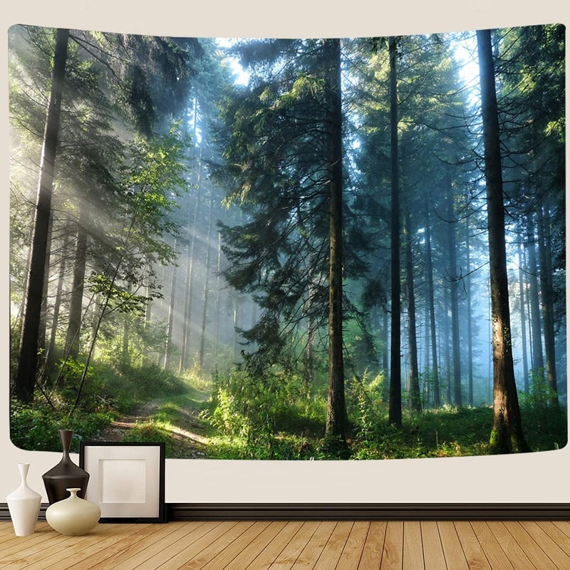 Llamazing Forest Tapestry Home Decor Landscape Living Room Bedroom Decoration Magic Tapestry Curtain (Morning Forest, 78''L×60''W) - Image 4