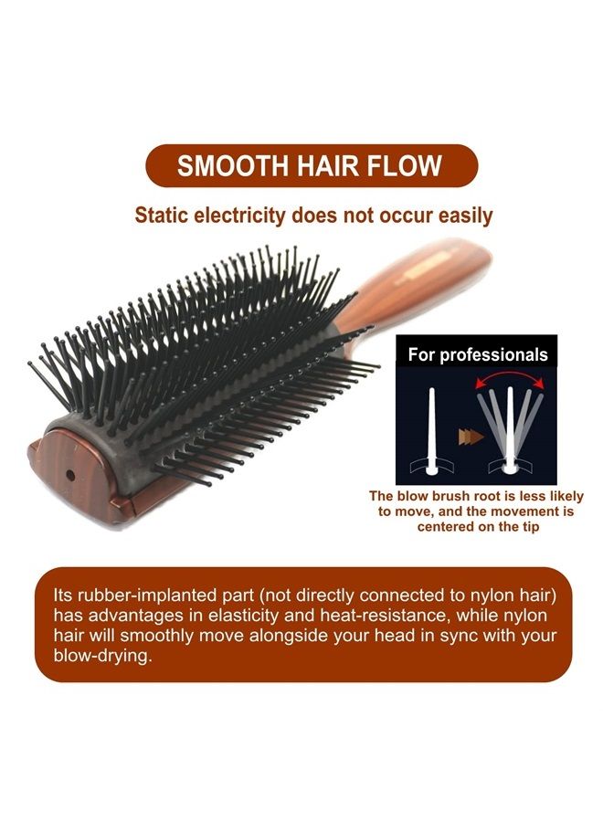 VESS Vess C-2000 Professional Hair Brush Tourmaline Ceramic 9 Row Round Tip Curved Pad Anti-static Natural Rubber Specialized Pin Structure - Image 5