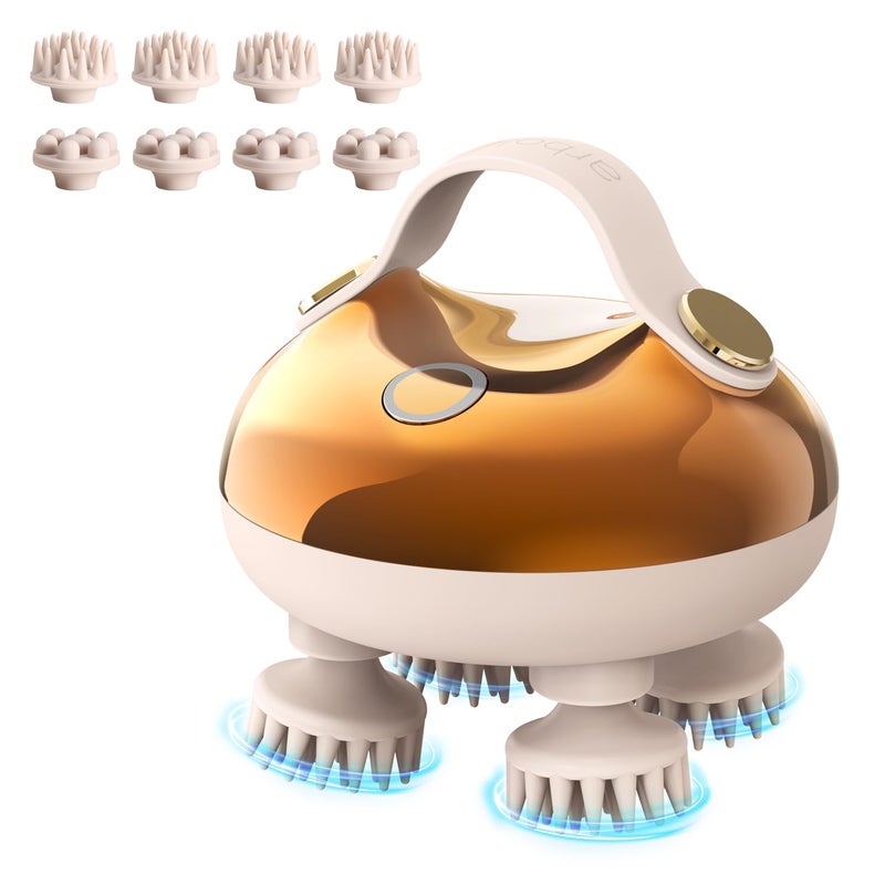 arboleaf Electric Scalp Massager Head Massager Scalp Stress Relax 5 in 1 Kneading 128 Massage Nodes Waterproof Hair Massage with 8 Removable Claws Cat Scratcher Gift for Dad Mom