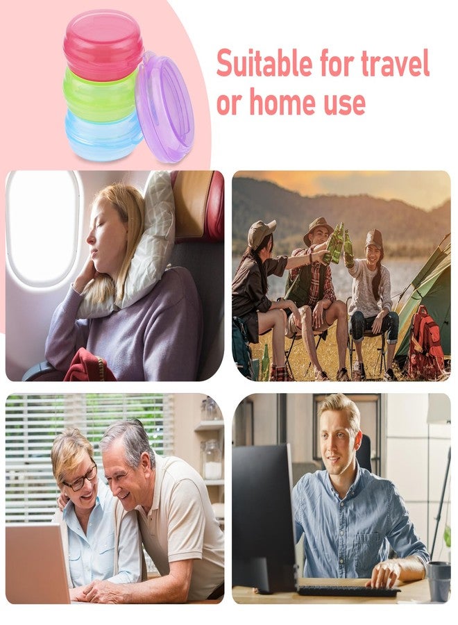 ولهيف 4 قطع منظم حبوب صغير، صندوق حبوب صغير، حافظة حبوب محمولة لطيفة للجيب والمحفظة وحاويات تخزين السفر وسدادات الأذن وموزع الأدوية وحامل الفيتامينات (أزرق + وردي + بنفسجي + أخضر) - Image 2