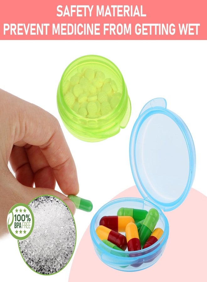 ولهيف 4 قطع منظم حبوب صغير، صندوق حبوب صغير، حافظة حبوب محمولة لطيفة للجيب والمحفظة وحاويات تخزين السفر وسدادات الأذن وموزع الأدوية وحامل الفيتامينات (أزرق + وردي + بنفسجي + أخضر) - Image 5