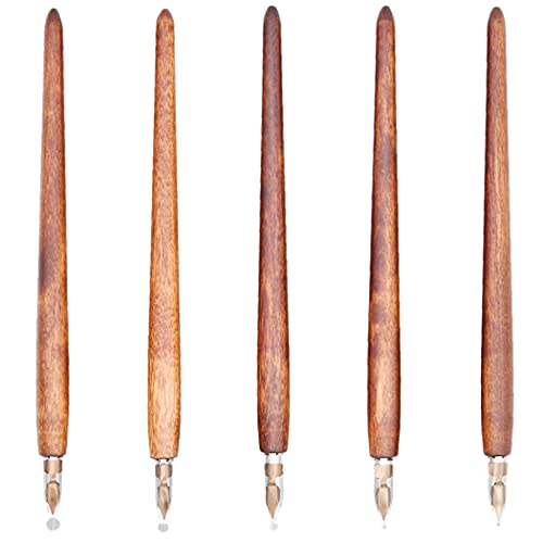 Gullor Wooden Cartoon Pen Set Calligraphy Dip Pens with 5 Size Nibs for Manga/Comic/Word Art/Pen-and-Ink Drawing, Brown - Image 3