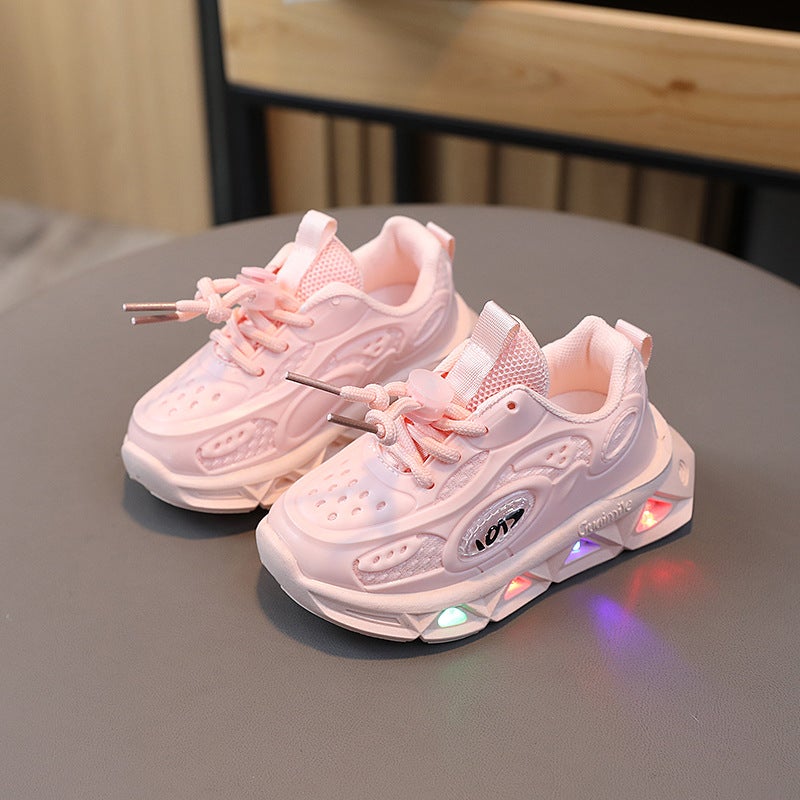 2023 Spring Light-Up Toddler Sneakers Height-Increasing Breathable 7218 pink