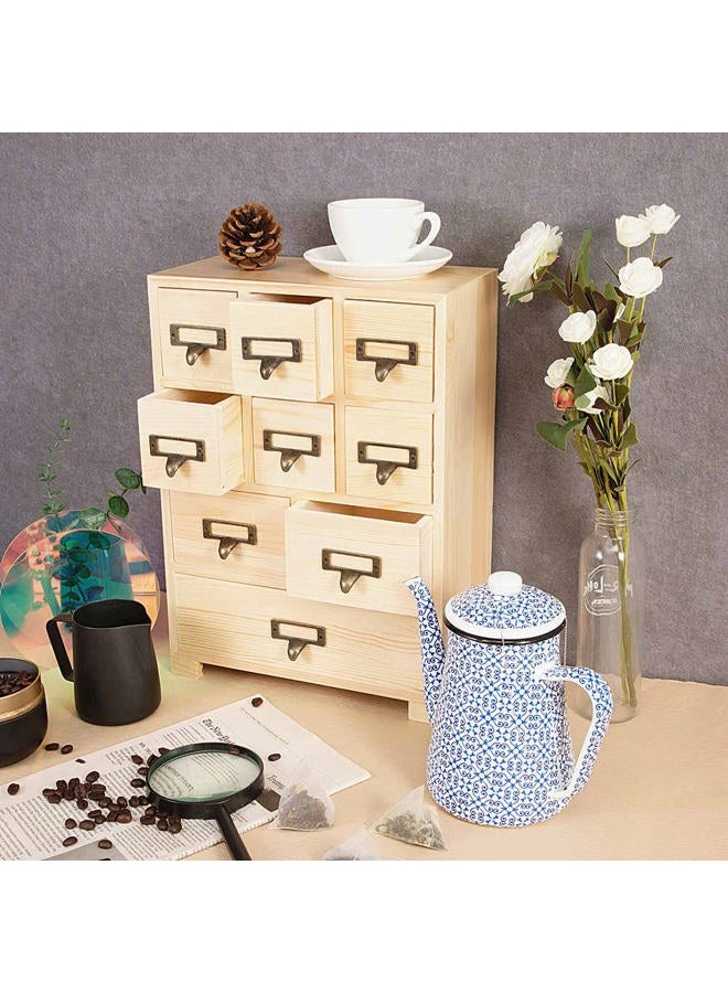 PACKGILO Apothecary Cabinet with 9 Drawers & Labels Rustic Library Card Catalog Cabinet Desktop Wooden Storage Box for Organize Herbal、Tea Bag、Jewelry (Wood) - Image 5