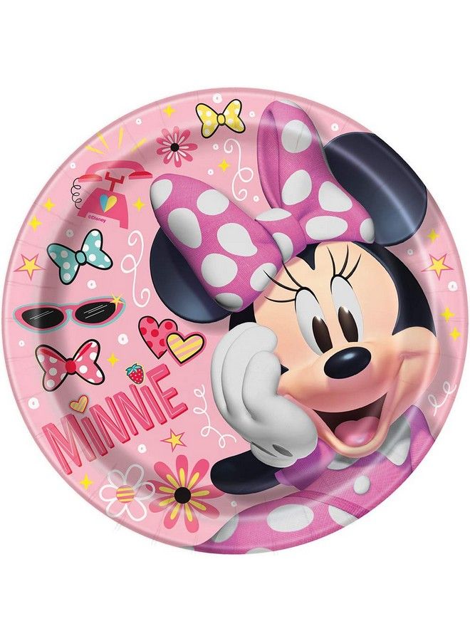 Unique Round Dinner Paper Plates 9" Minnie Mouse 8 Pcs - Image 1