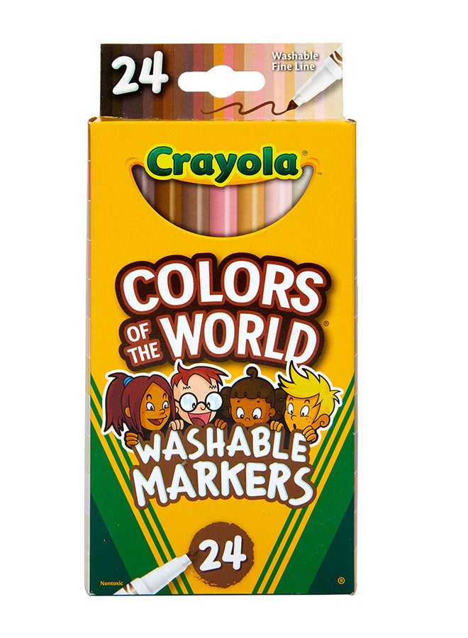 Crayola أقلام تلوين لون البشرة القابلة للغسل من كرايولا، 24 لون - Image 3