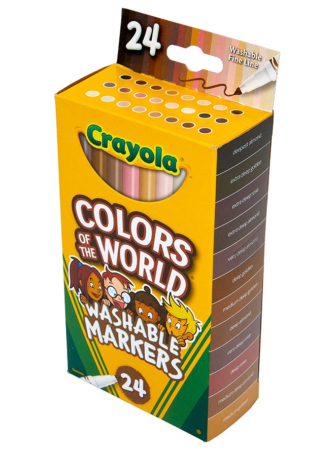 Crayola أقلام تلوين لون البشرة القابلة للغسل من كرايولا، 24 لون - Image 2