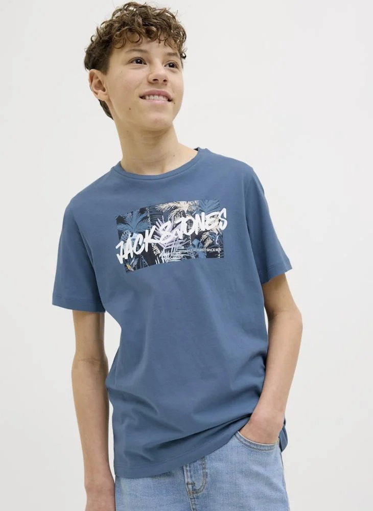 جاك وجونز جونيور Kids Logo Crew Neck T-Shirt