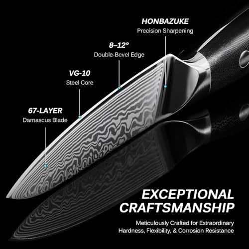 KYOKU Paring Knife - 3.5" - Shogun Series - Japanese VG10 Steel Core Damascus Blade - with Sheath & Case - Image 3