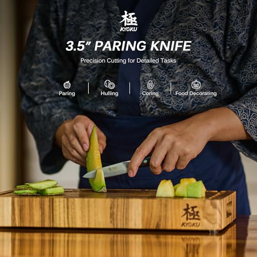 KYOKU Paring Knife - 3.5" - Shogun Series - Japanese VG10 Steel Core Damascus Blade - with Sheath & Case - Image 2
