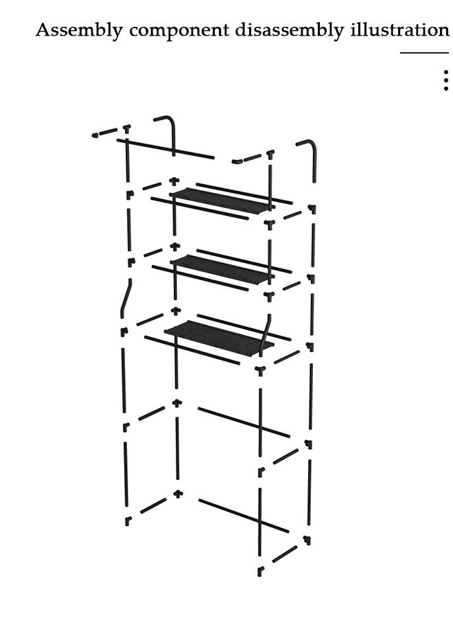 DUNISO 3-Tier Laundry Room Bathroom Shelf Organizer Stand Over The Toilet/Washing Machine Storage Rack Space Saver Shelving Units with Clothes Hanging Rod-Space Saving, Stable, Multifunctional - Image 3