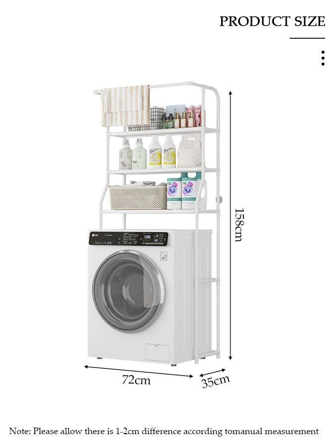 DUNISO 3-Tier Laundry Room Bathroom Shelf Organizer Stand Over The Toilet/Washing Machine Storage Rack Space Saver Shelving Units with Clothes Hanging Rod-Space Saving, Stable, Multifunctional - Image 2