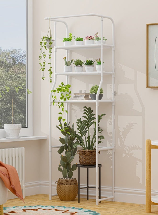 DUNISO 3-Tier Laundry Room Bathroom Shelf Organizer Stand Over The Toilet/Washing Machine Storage Rack Space Saver Shelving Units with Clothes Hanging Rod-Space Saving, Stable, Multifunctional - Image 4