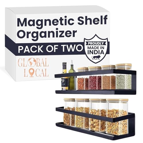 HOMENU Fridge Magnet Storage Rack Kitchen Shelf Fridge with Jars Fridge Side Storage Rack Kitchen Self Magnetic Organizer(Pack of 2) - Image 1