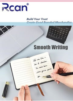 Rcan 2 Pcs A7 Notebooks Pu Leather Hard Cover Elastic Band Mini Portable Thickened Notepad Memo Travel Diary Pocket Horizontal Line Small Book Suitable for Business Office School Students Family Writing  - Image 3