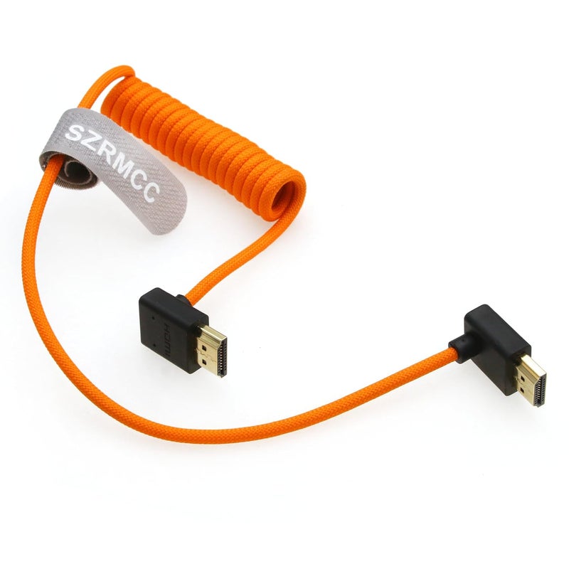 اس زد ار ام سي سي كابل 8K HDMI إلى HDMI بزاوية علوية وسفلية فائق السرعة ملفوف مضفر للكاميرا Z Cam E2 Sony FX6 FX9 Canon EOS C70 C300 Portkeys BM5 Atomos Ninjav V Shogun Monitor - Image 5