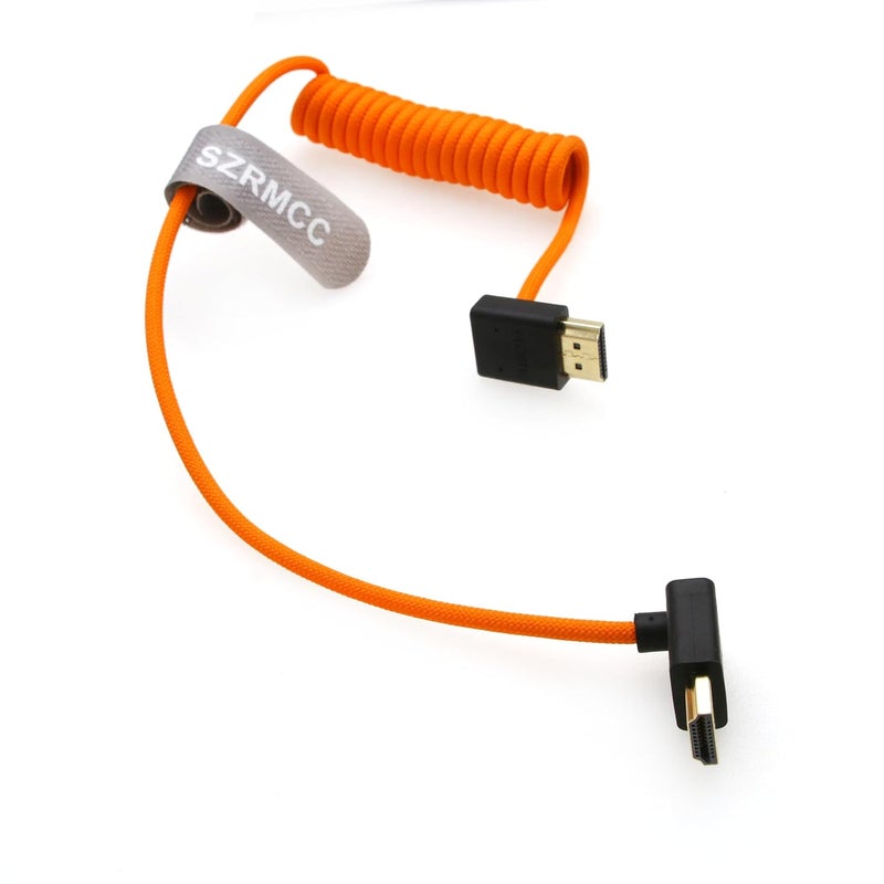 اس زد ار ام سي سي كابل 8K HDMI إلى HDMI بزاوية علوية وسفلية فائق السرعة ملفوف مضفر للكاميرا Z Cam E2 Sony FX6 FX9 Canon EOS C70 C300 Portkeys BM5 Atomos Ninjav V Shogun Monitor - Image 2