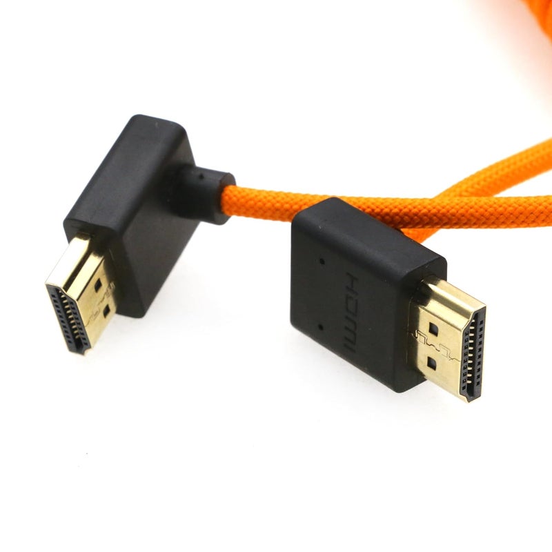 اس زد ار ام سي سي كابل 8K HDMI إلى HDMI بزاوية علوية وسفلية فائق السرعة ملفوف مضفر للكاميرا Z Cam E2 Sony FX6 FX9 Canon EOS C70 C300 Portkeys BM5 Atomos Ninjav V Shogun Monitor - Image 4