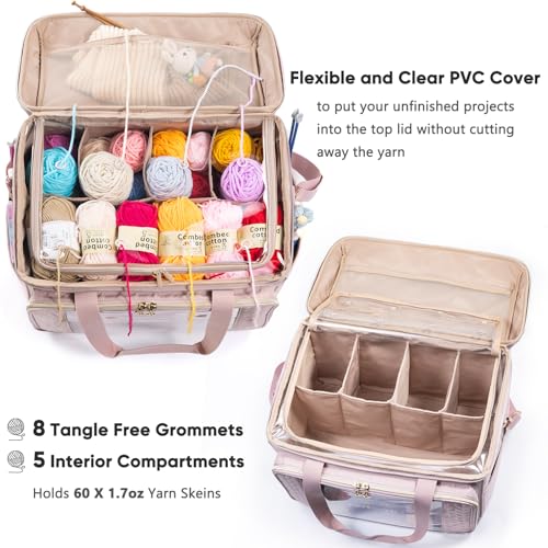 MYBAGZING Large Yarn Storage BagCrochet Bag OrganizerYarn Bags for CrochetingCrochet Storage Bag with Pockets for Crochet Hooks Crochet AccessoriesKnitting BagsGifts for Crocheters - Image 3