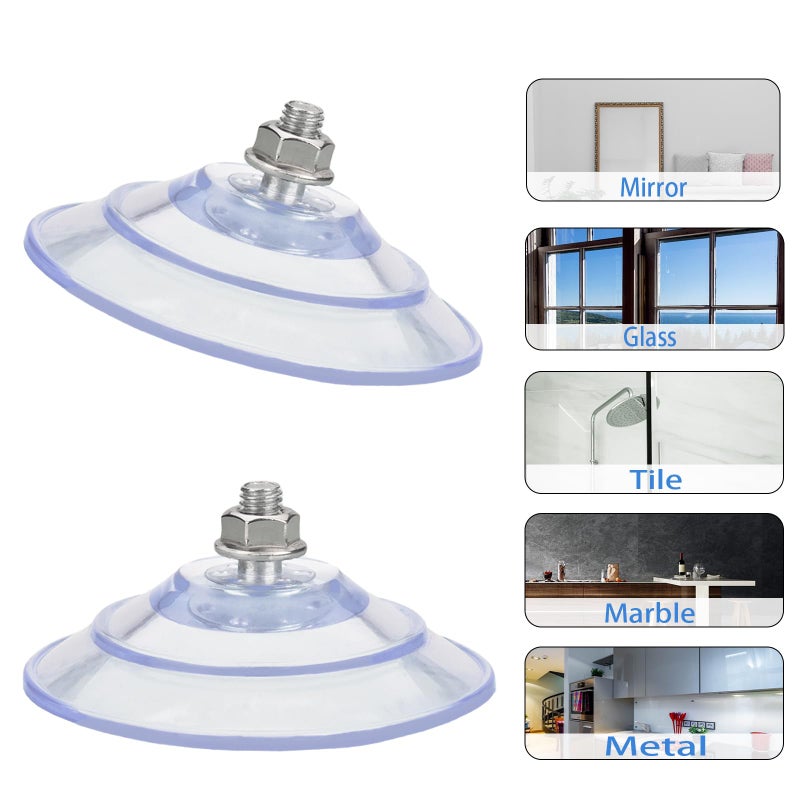 AccEncyc Upgraded Large Suction Cup with Screws 3.4"/85mm Plastic Suction Pads 4 Pack Clear PVC Sucker Pads with M8 Screw Nut Extra Strong Adhesive Glass Suction Holder - Image 5