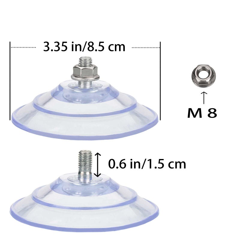 AccEncyc Upgraded Large Suction Cup with Screws 3.4"/85mm Plastic Suction Pads 4 Pack Clear PVC Sucker Pads with M8 Screw Nut Extra Strong Adhesive Glass Suction Holder - Image 2